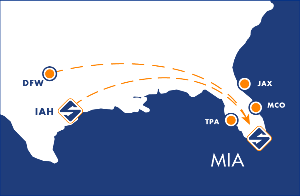 IAH & DAL to MIA - graphic